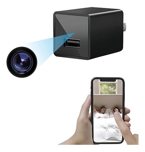 Mini Cargador Usb C/cámara De Video Hd Portátil Con Wifi