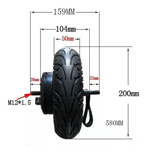 Imagen 3 de 4 de Motor-llanta Scooter Eléctrico 36v-350w Con Freno De Tambor