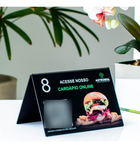 Display Mesa Restaurante, Qr Code, Numeração - Kit 2 Peças