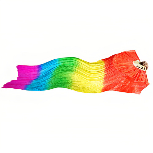 2 Abanico De Seda De BambĂș Multicolor Degradado, 1,5 M
