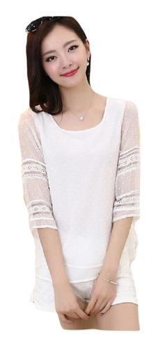 Blusa Hermosa Talla Grande Blanca Super Delicada