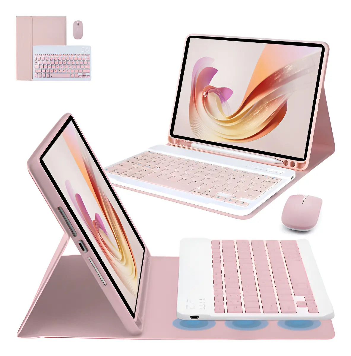 Capa Para Galaxy Tab S6 Lite 10.4 Com Abnt2 Teclado E Mouse Cor Rosa [capa + Teclado Bluetooth + Mouse