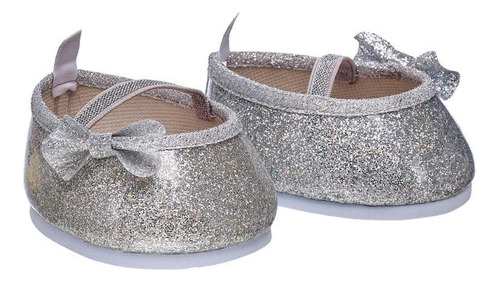 Zapatos Plateados Con Moños Build-a-bear