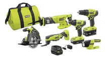 Comprar RYOBI ONE+ Kit combo de 6 herramientas inalámbricas 18V con batería de 1.5 Ah y de 4.0 Ah y cargador taladro destornillador de impacto, sierra, sierra recíproca, multiherramienta, linterna