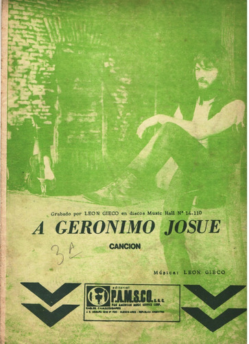 Partitura Original Del Tema De León Gieco A Gerónimo Josué