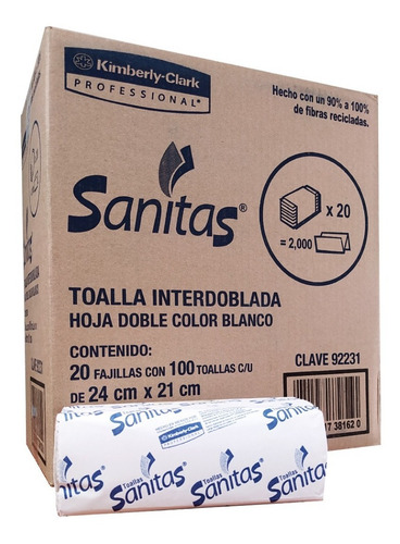 Sanitas Kimberly Clark Toalla Para Manos Interdoblada Caja 2