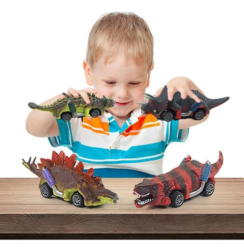 Dinosaur Toys, 6 Coches Retráctiles, Con Tracción, Color, Pa