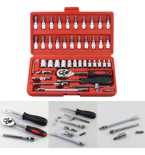 Juego Herramientas Mecánicas Autocle Dados 46pcs Trinquete, autocle herramientas,autocle racing rojo
