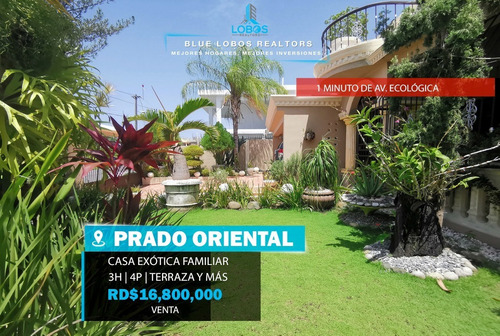 Imagen 1 de 12 de Casa Familiar Con Árboles Exóticos En Prado Oriental Santo Domingo Este