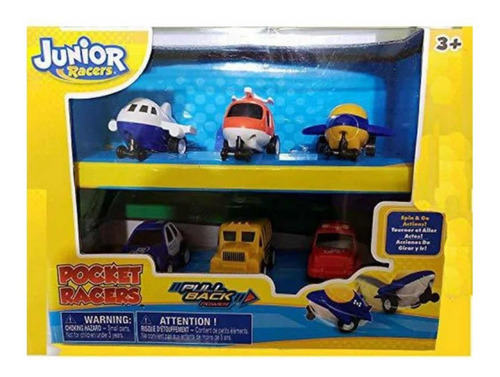 Junior Racers Kit De Seis Pocket Racers Aviones Y Carros