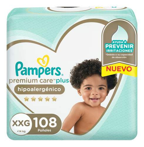 Pampers Premium Care Xxg 54 unid - Combo 2 Paq (104 Pañales) Género Sin género Tamaño Extra extra grande (XXG)