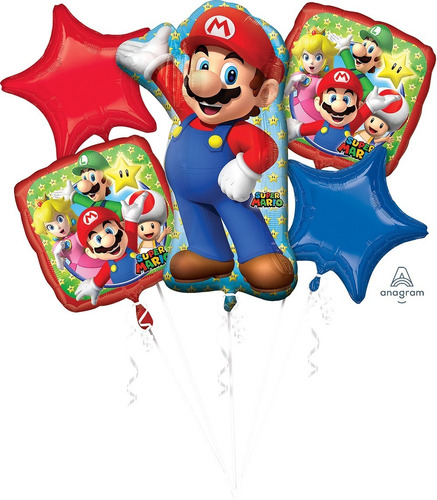 Set Globos Metalizados Super Mario X7 Artículos