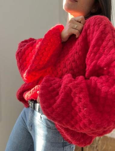 Sweater De Mujer Rojo Lana Suave /pulover Sueter Saco Polera
