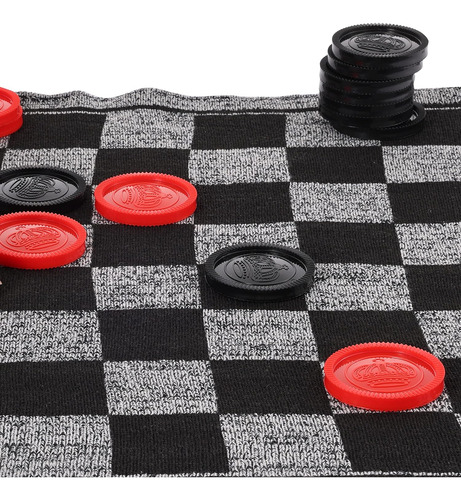 Juego De Checkers Jumbo Mat Y Gigante Tic Tac Toe 3-in-1 Set