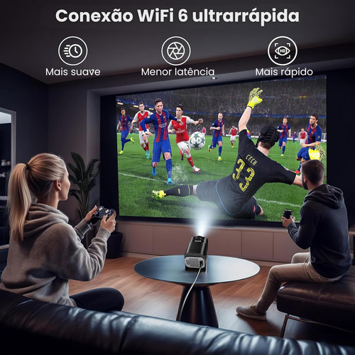 Projetor Portátil Hy320 Mini Smart Tv Wifi6 Alta Definição HD 10.000 Lumens Bluetooth Usb Hdmi Android 13 Android Tv Box Cinema Cor Preto / LEGNA