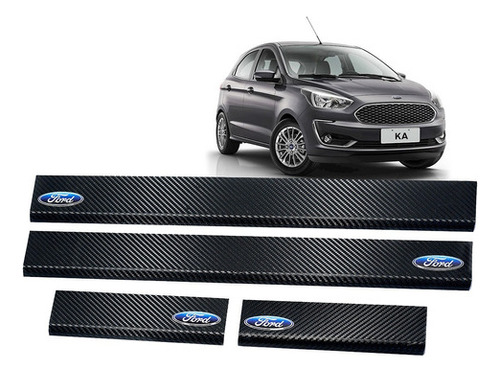 Cubre Zocalos Simil Carbono P/ Ford Ka Accesorio 