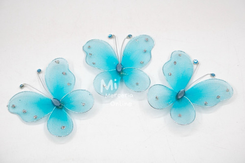 Mariposas De Tul De 80 Mm X 6 Unidades Cbx