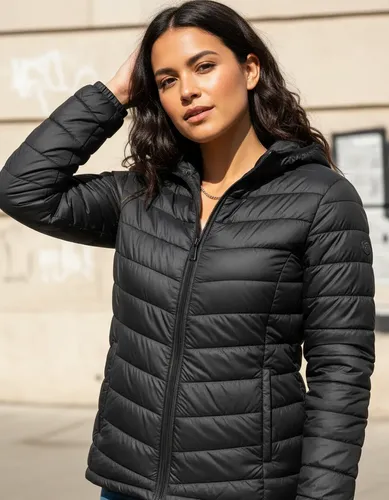 MLB 5379465008 Jaqueta Puffer Feminina Capuz Ziper Bobojaco Impermeavel JM