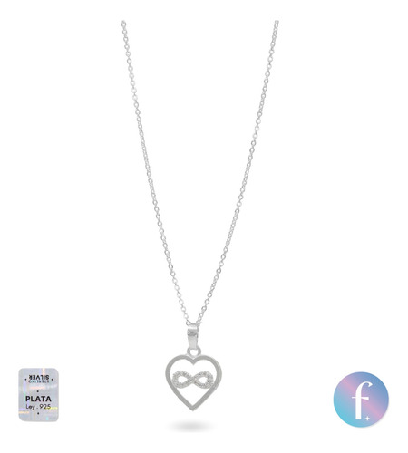Collar De Corazón Infinito En Plata Ley .925 Para Mujer Plateado