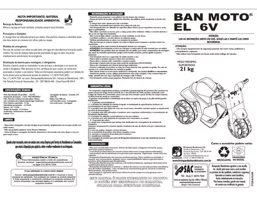 Mini Moto Elétrica Infantil Banmoto G2 2 Marchas