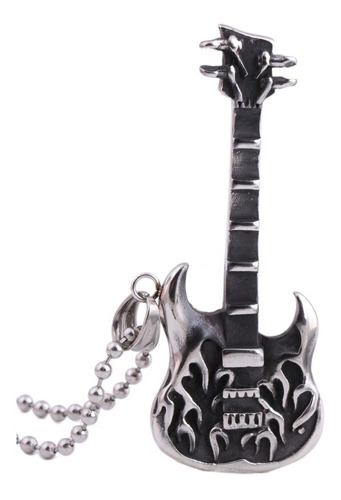 Pingente Aço Inox Guitarra Baixo Rock Metal Headbanger Punk