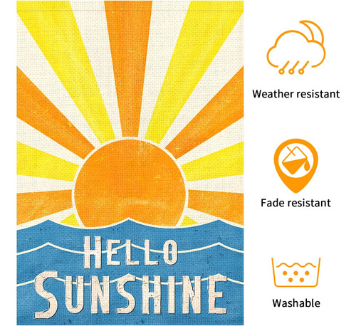 Hello Sunshine - Bandera De Jardín De Verano De 12 X 1...