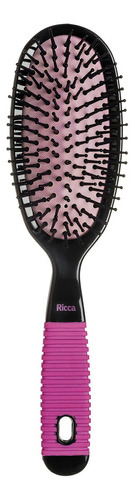 Escova De Cabelo Ricca Black & Pink Oval Pequena Vertix