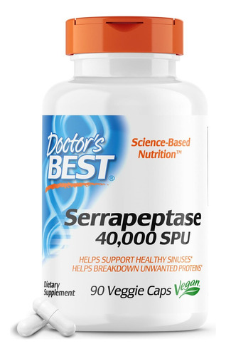 Serrapeptasa 40000 Spu Doctor's Best 90 Cápsulas Veg