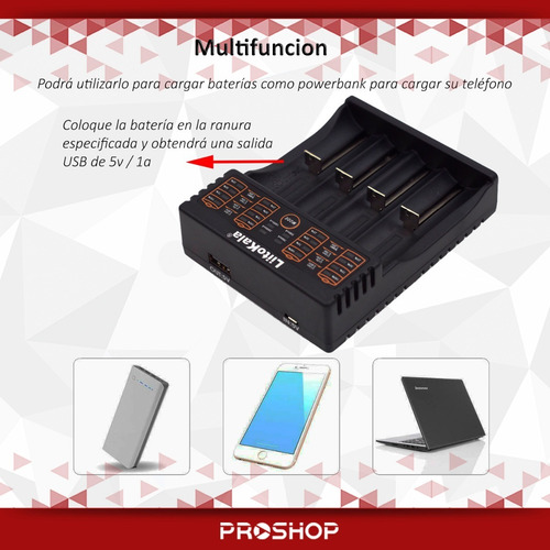 Cargador Cuadruple Inteligente Pila Aa Aaa 26650 18650 14500
