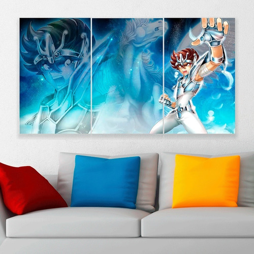 Cuadro Triptico Seiya Pegasus Los Caballeros Del Zodiaco Art