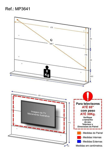Panel de TV multimueble 65 Amsterdam Up, color grafito y blanco