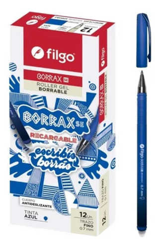 Caja X 12 Boligrafos Filgo Roller Borrable Borrax Se 0.7 Mm