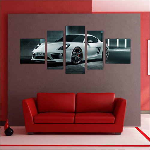 Quadro Decorativo Carros Porsche Mosaico Com 5 Peças 01