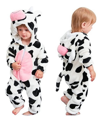 Pijama Polar Y Disfraz Vaca Enterito Polar Bebés Niños