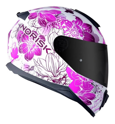 Capacete Norisk Razor Bloom White Pink Branco Rosa Brilho