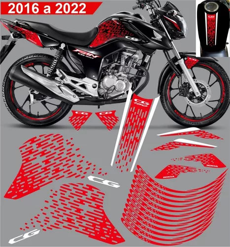 Jogo Adesivos Tanque Moto Honda Cg Fan 160 2018 Até 2020