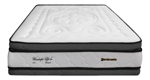Colchón Sencillo de resortes Dormilandia Wonderful DP blanco y negro - 100cm x 190cm x 34cm con doble pillow top