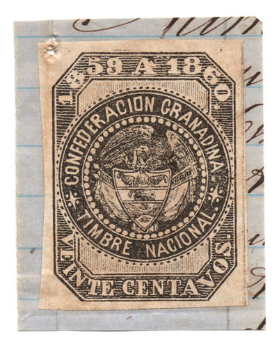 Estampilla Timbre 20 Centavos 1859 - 1860 C. Granadina