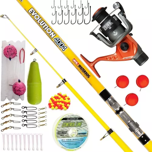 Kit De Pesca Caña + Reel + Caja Completa Accesorios Rio