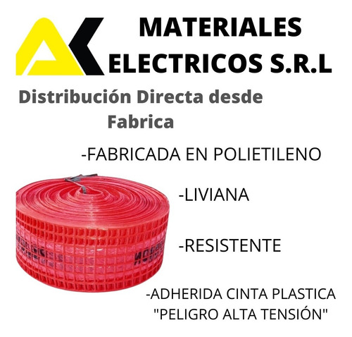 Imagen 3 de 5 de Malla Para Cable Subterraneo Roja Electricidad 15cmx100mts