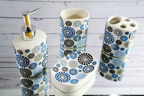 Set Juego De Baño Dispenser Jabonera Vaso Y Porta Cepillo