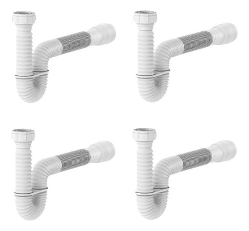 Kit4pcs-sifão Sanfonado Tubo Extensivo Universal Branco