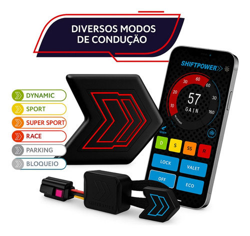 Pedal Shiftpower Chip Modulo Acelerador Bluetooth App Sp09+