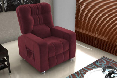 Poltrona Matrix Reclinável Azera - Veludo Vinho