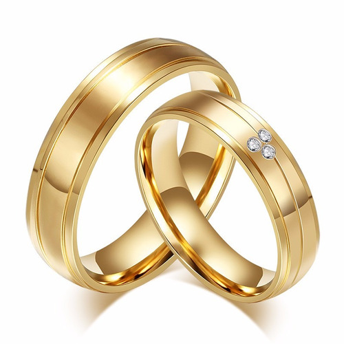 Aros De Matrimonio En Oro De 18k(zirconería Suiza)