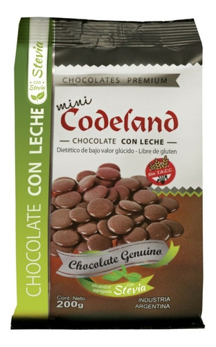 Chocolate Sin Azúcar Agregada Con Leche Mini Codeland X 2oo 