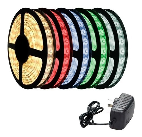 Imagen 2 de 2 de Kit Tira Led 3528 / 2835 5 Metros + Fuente 220v 300 Leds Int