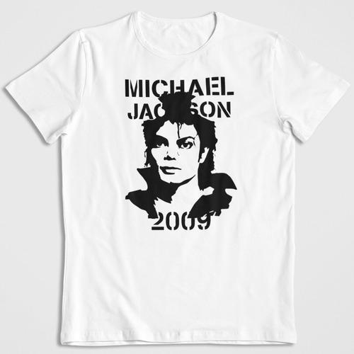 Polera Blanca Algodon Estampada Dtf Michael Jackson 2009 Art