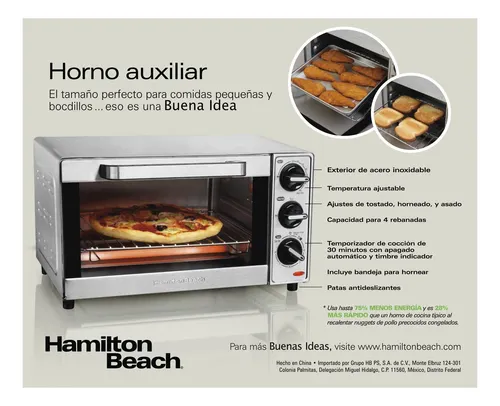 Horno De Mesa Eléctrico Hamilton Beach 31401 Acero Inoxidabl