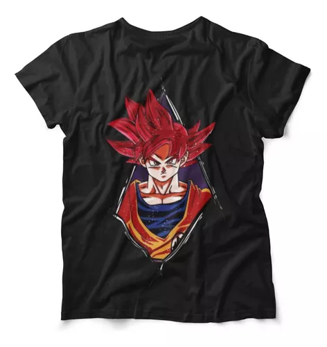 Camiseta Camisa Goku Deus Super Saiyajin Vermelho Dragon